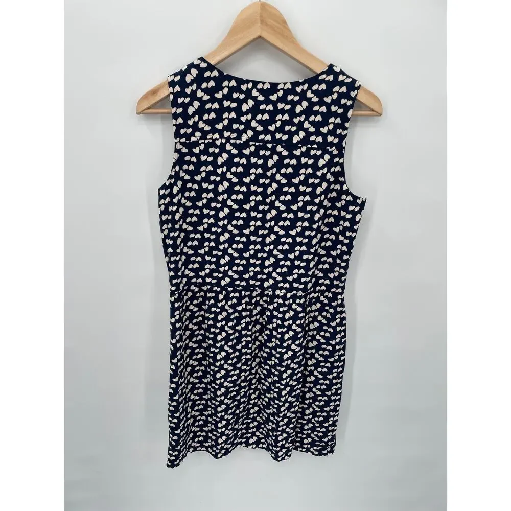 J. Crew NWT Scattered Heart Navy Split Neck Dress // 2